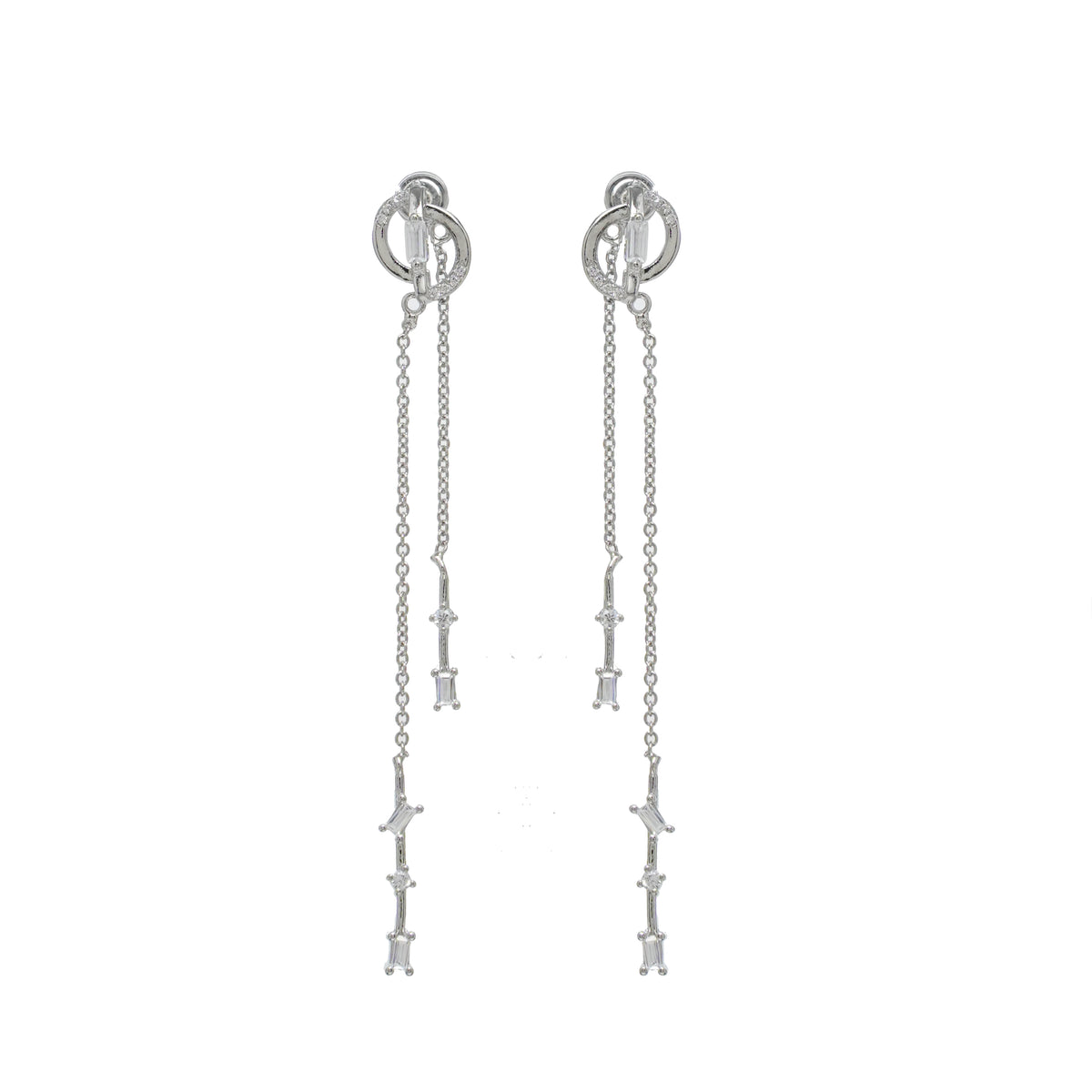 Bright stars, ears blooming - diamond whip moss star fringe earrings