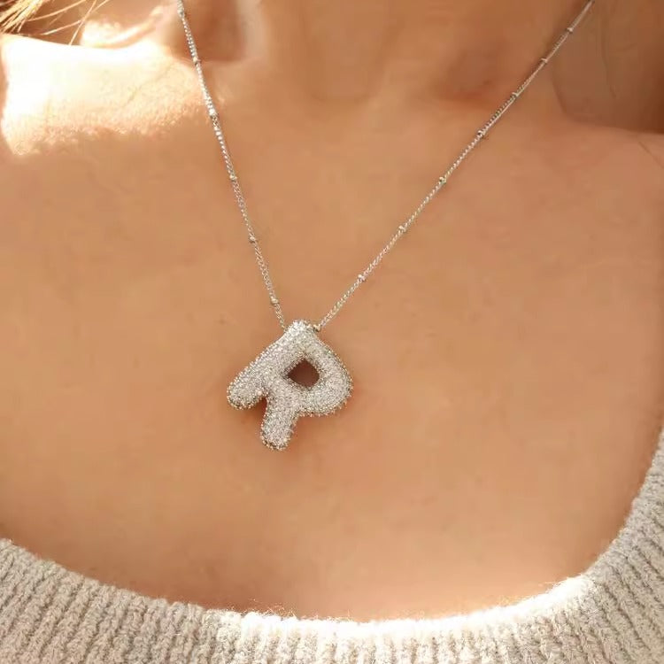 The perfect encounter between romance and sparkle - Sparkling Bubble Letter necklace (Send customized information to customer service after ordering, about 12 working days)