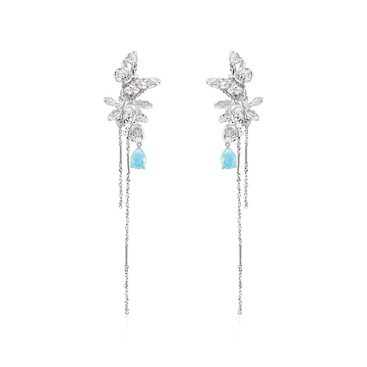 Butterfly tassel flower earrings: Light beauty, jump in the ear