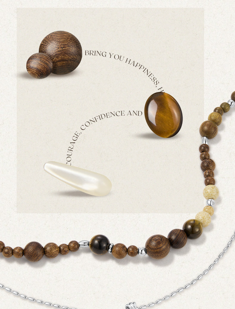 Rosewood tiger's Eye Stone necklace: a talisman of natural beauty