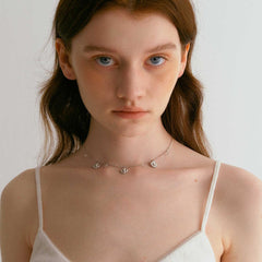 Brushed camellia white crystal necklace - the perfect combination of elegance and purity