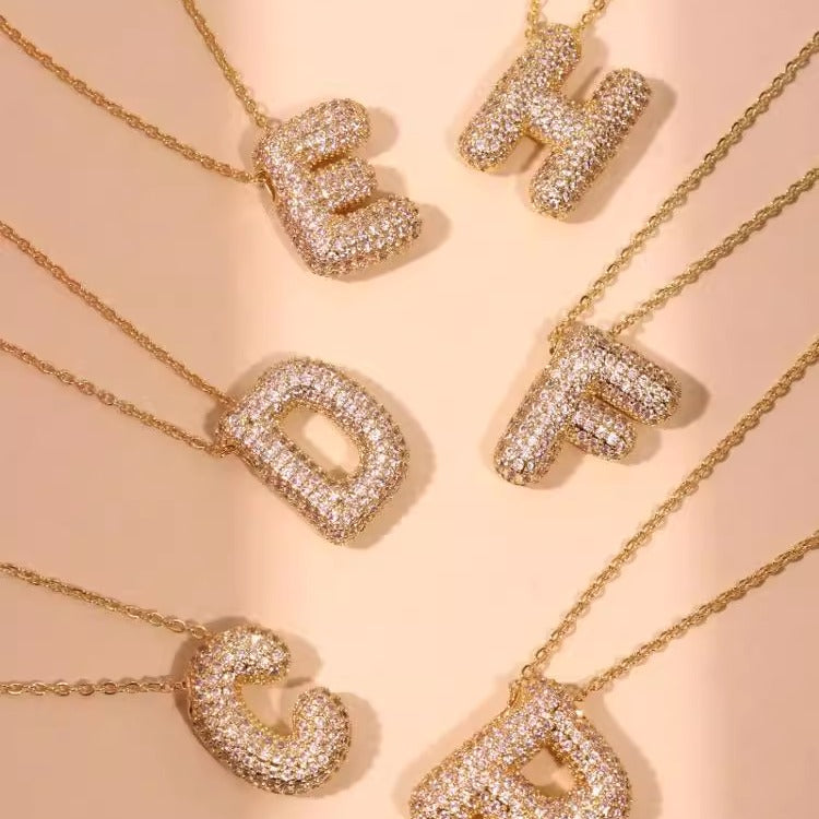 The perfect encounter between romance and sparkle - Sparkling Bubble Letter necklace (Send customized information to customer service after ordering, about 12 working days)