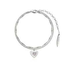 Love pendant Double metal black agate white shell heart bracelet