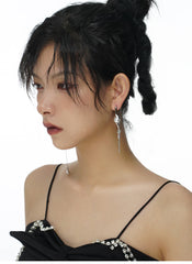 Pearl Drop Long asymmetrical tassel earrings - the perfect combination of elegance and agility