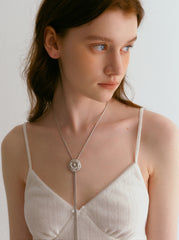 Blooming neck elegance - brushed camellia long necklace