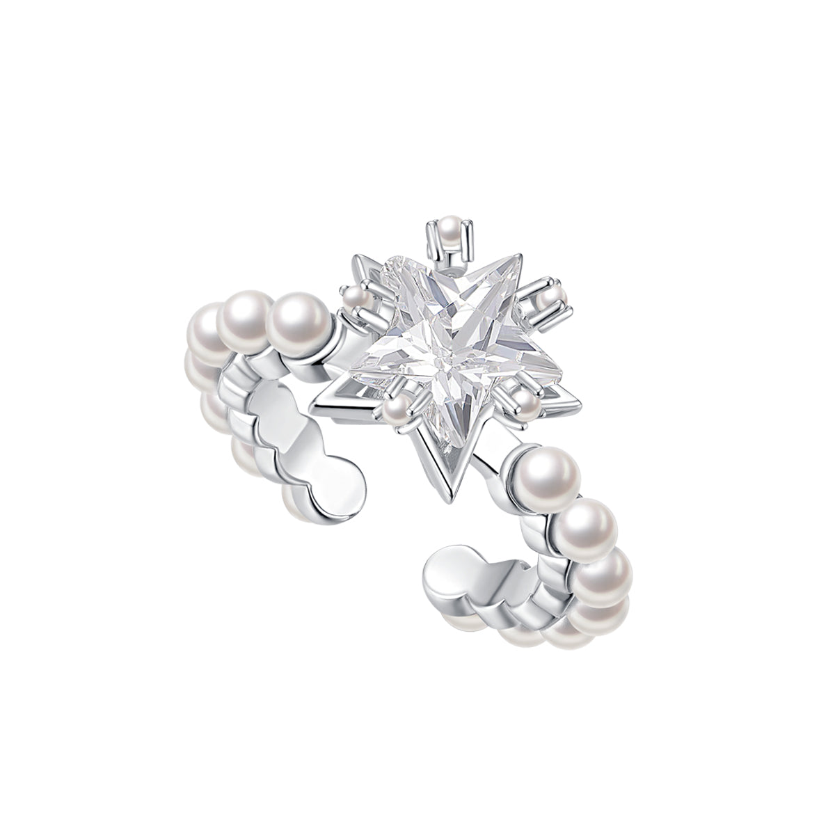 Bright stars, around the fingers-Zircon pearls surround the ring（The opening size can be adjusted）