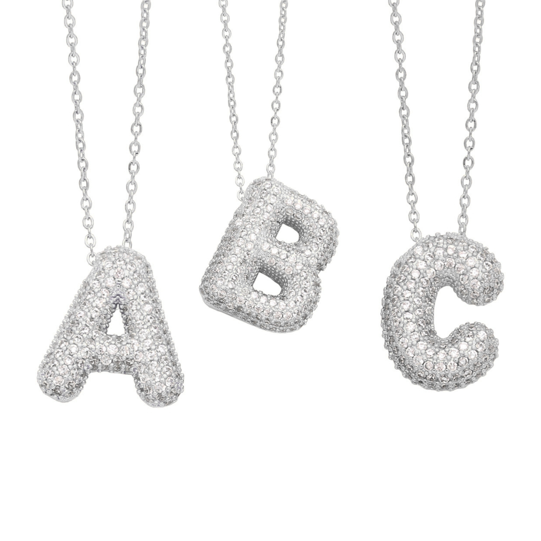 The perfect encounter between romance and sparkle - Sparkling Bubble Letter necklace (Send customized information to customer service after ordering, about 12 working days)