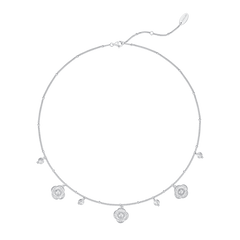 Brushed camellia white crystal necklace - the perfect combination of elegance and purity